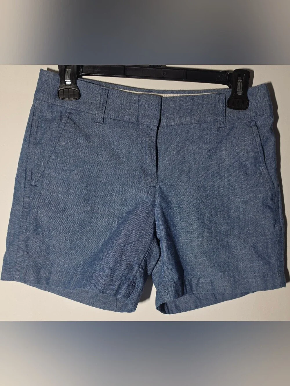 J. Crew Chambray-Style Flat-Front Shorts in Blue